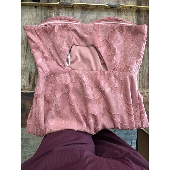 Lulus Women's Pink Garden Of Romance Floral Burnout Strapless Maxi Dress Size S - Picture 9 of 10